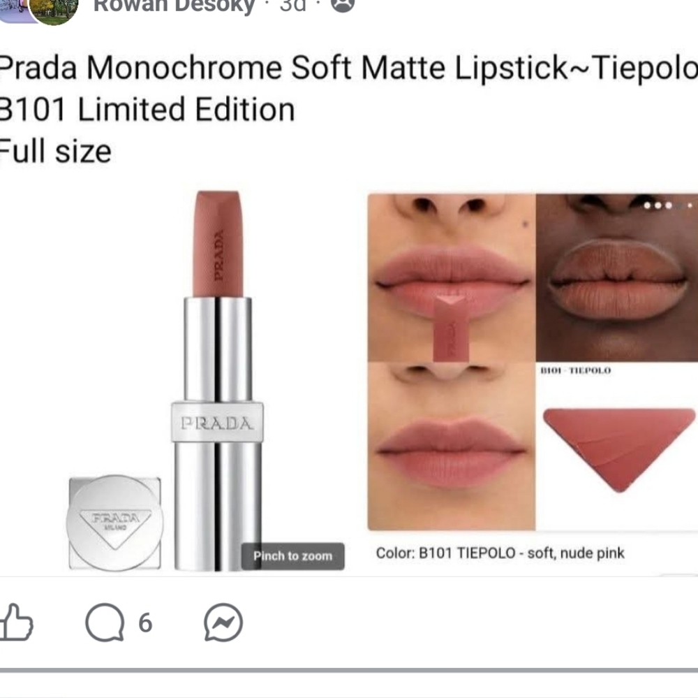 Prada Monochrome Soft Matte Lipstick B101 Tiepolo - Soft Nude Pink